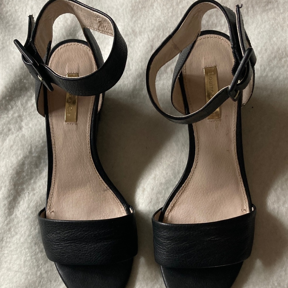 Louise et Cie Black Leather wedge heels